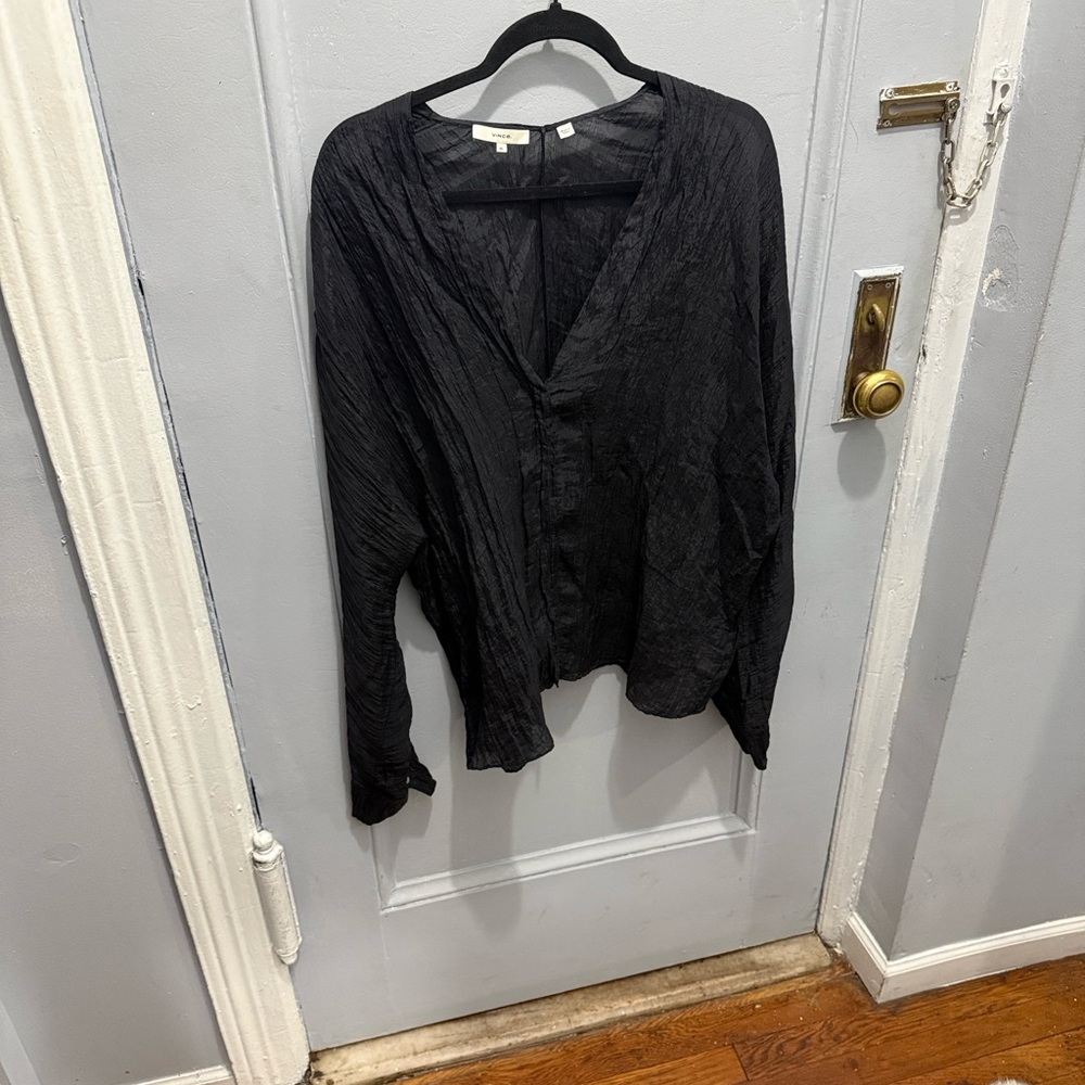 Vince Black Textured V-Neck Long Sleeve Jumpsuit - Picture 5 of 9